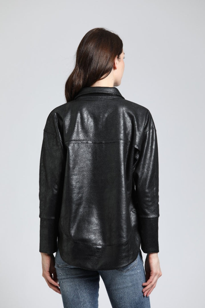 APNY Vegan Leather Henley With Grommet Details