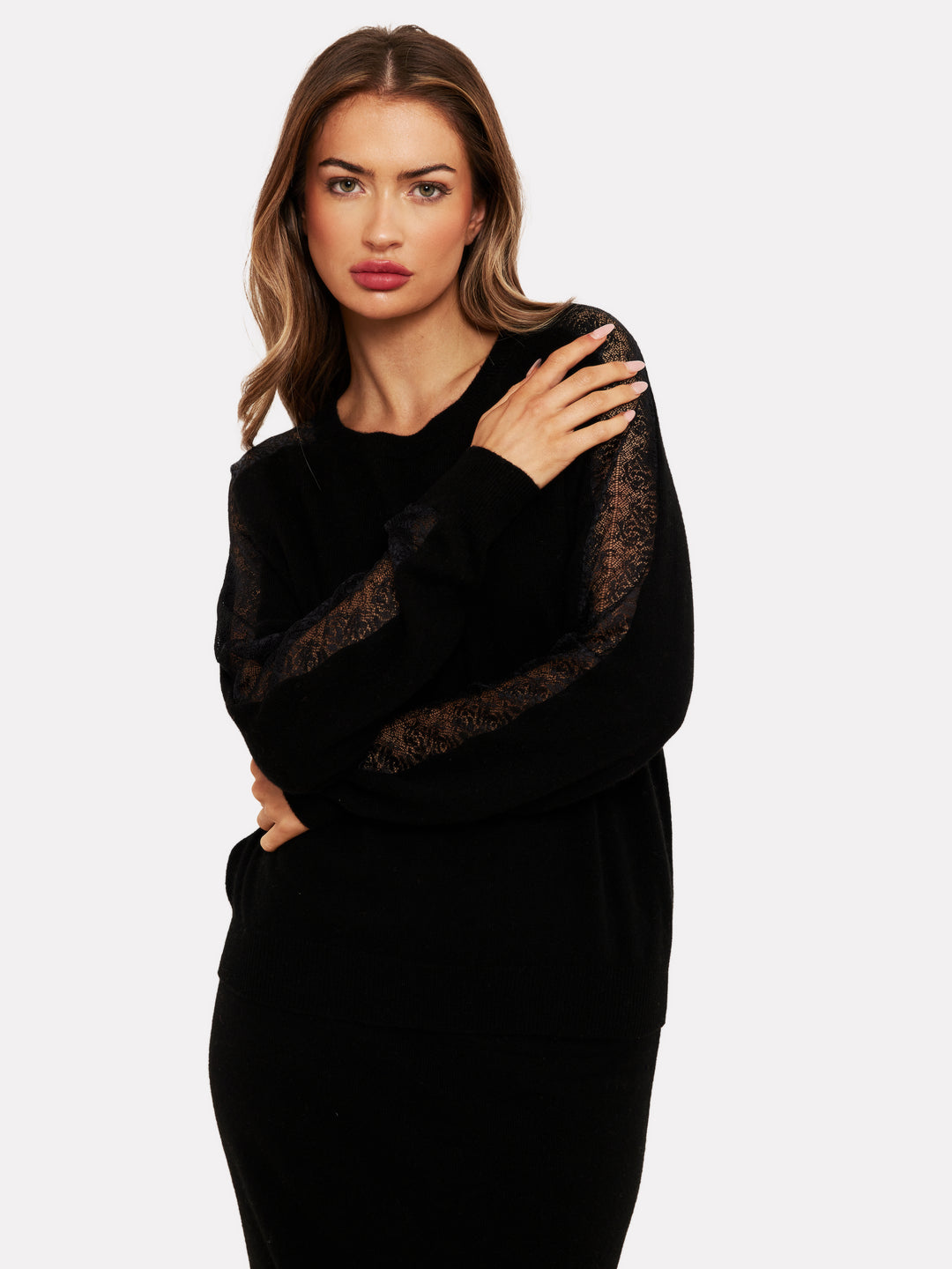 Brodie Lace Sleeve Sweat