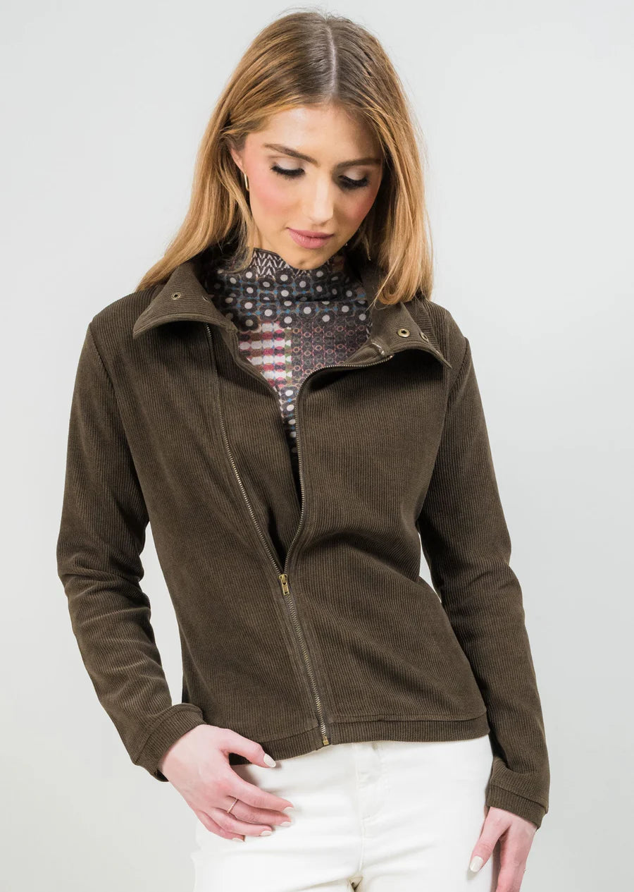 Lisette L Asymmetrical Zip Jacket with Snap Detail