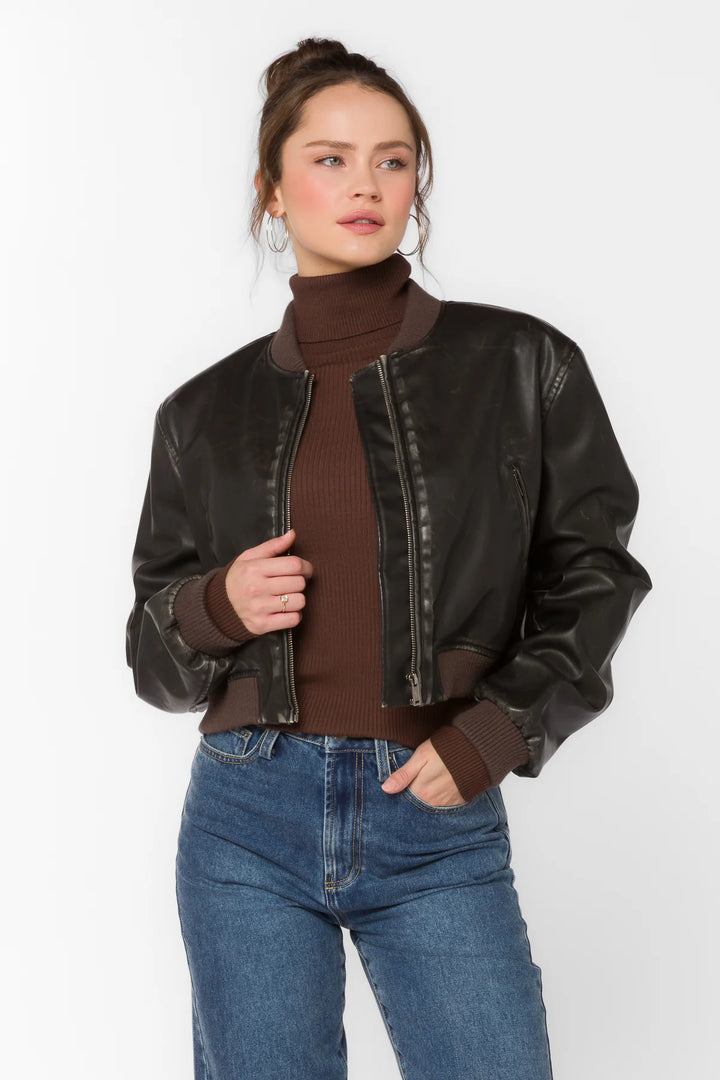 Velvet Heart Becca Vintage Brown Vegan Leather Jacket
