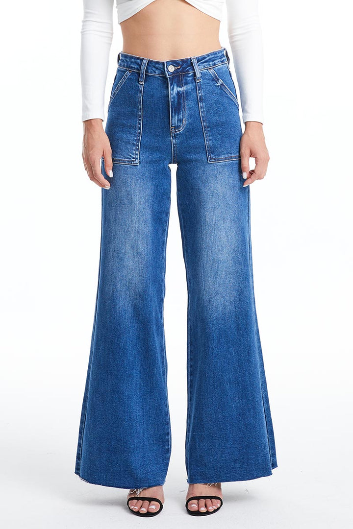 Bayeas Utility-Jeans mit aufgesetzten Taschen und weitem Bein