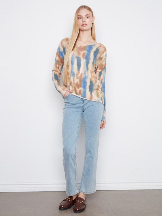 Charlie B Printed Long Sleeve V- Neck Top