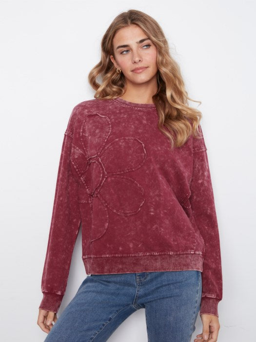 Charlie B Appliqué Crew Neck Sweatshirt