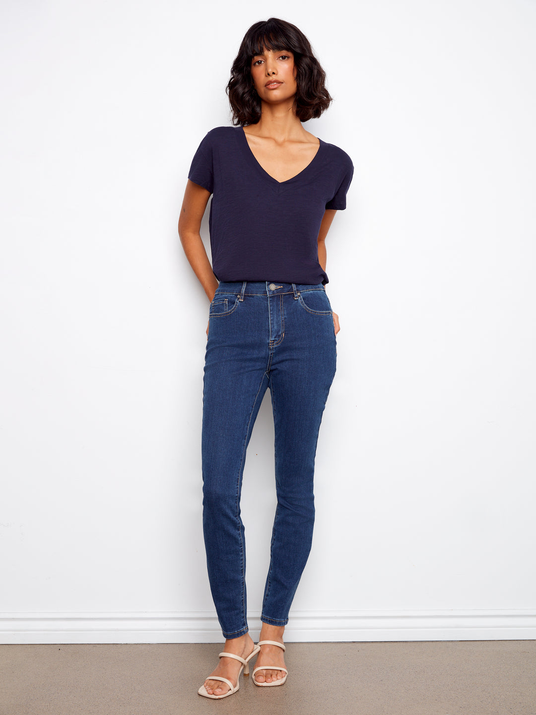 Charlie B Organic Cotton Drop Shoulder V-Neck T-Shirt