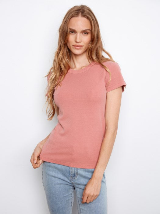 Charlie B Tencel Rib Crew Neck T-Shirt