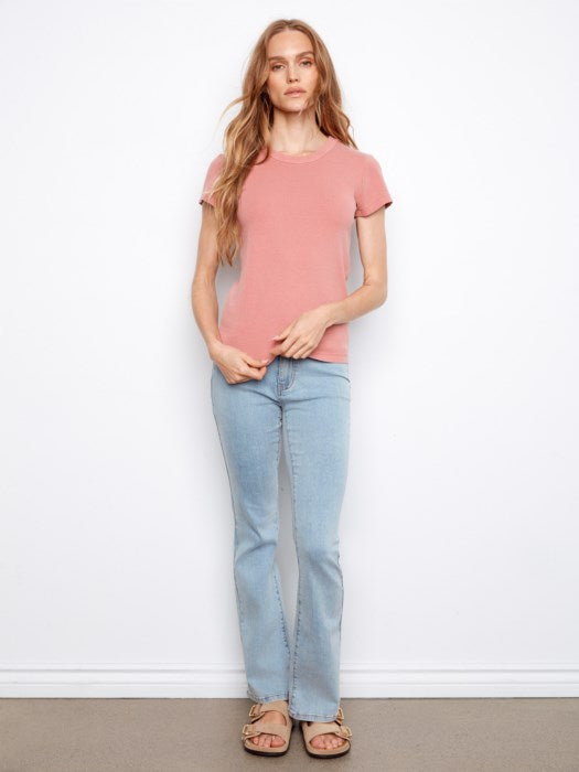 Charlie B Tencel Rib Crew Neck T-Shirt