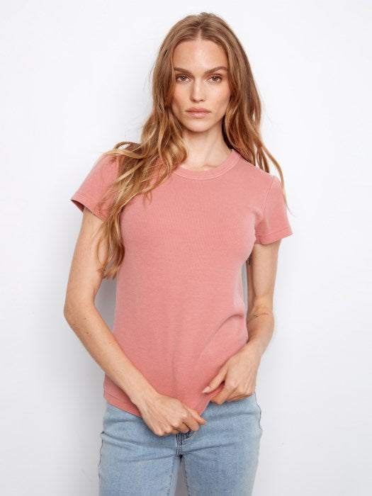 Charlie B Tencel Rib Crew Neck T-Shirt