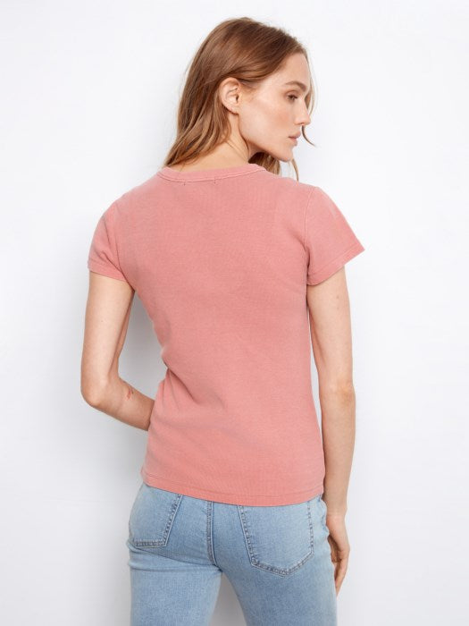 Charlie B Tencel Rib Crew Neck T-Shirt