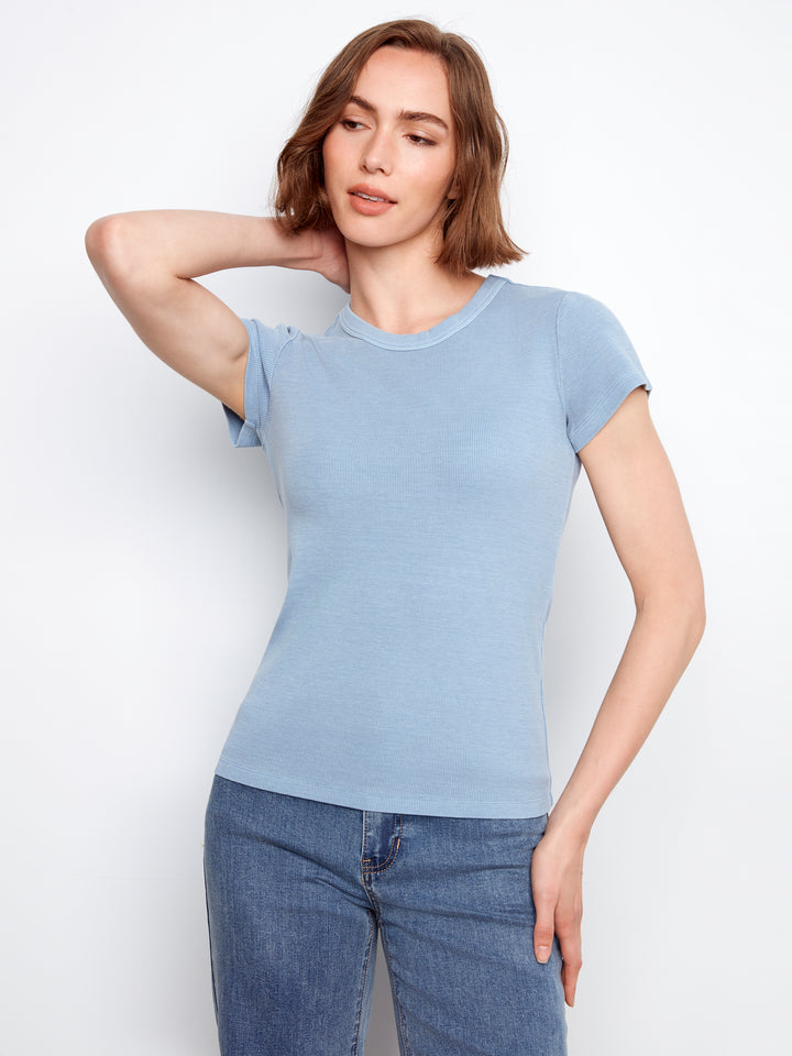 Charlie B Tencel Rib Crew Neck T-Shirt