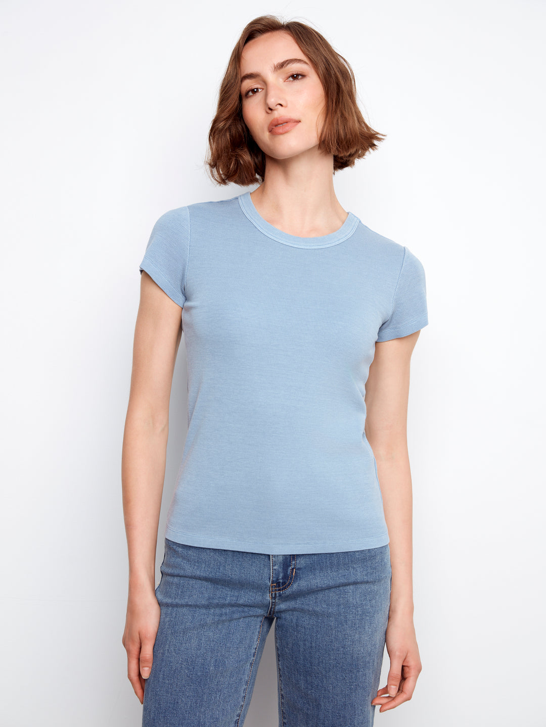Charlie B Tencel Rib Crew Neck T-Shirt