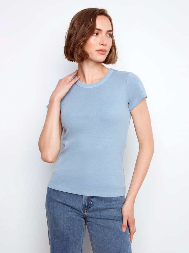 Charlie B Tencel Rib Crew Neck T-Shirt