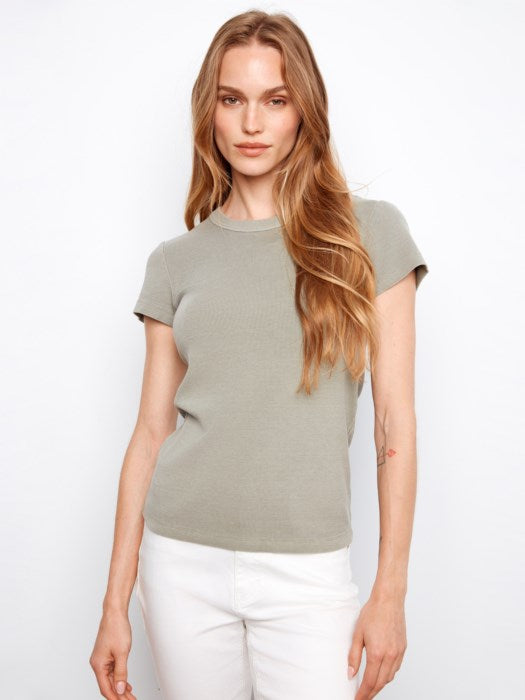 Charlie B Tencel Rib Crew Neck T-Shirt
