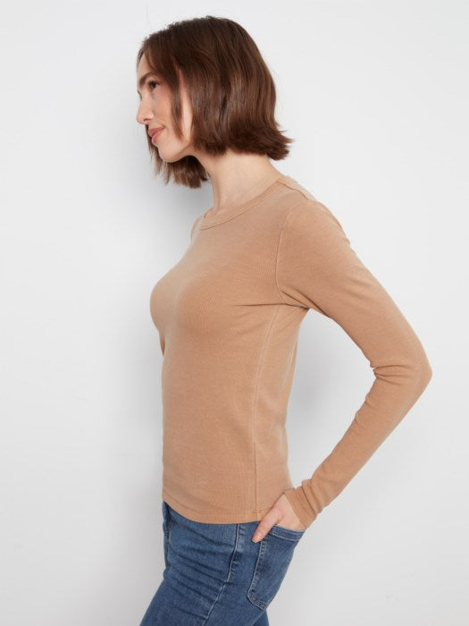 Charlie B Tencel Rib Long Sleeve Crew Neck Top