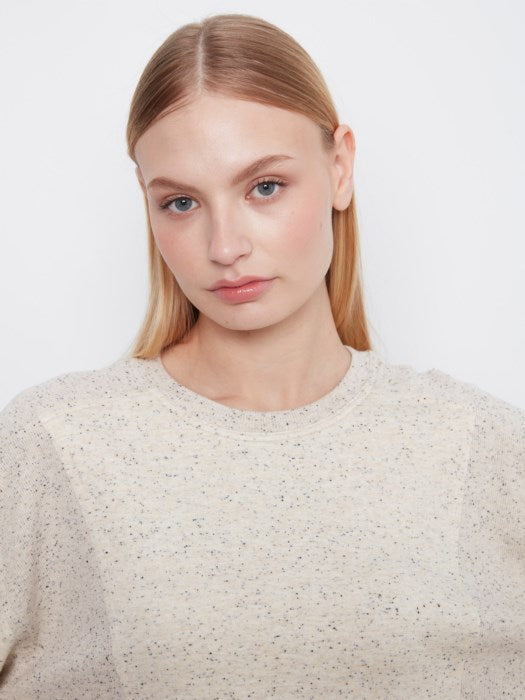 Charlie B Long Sleeve Crew Neck Soft Scuba Top With Rib Detail At Sides
