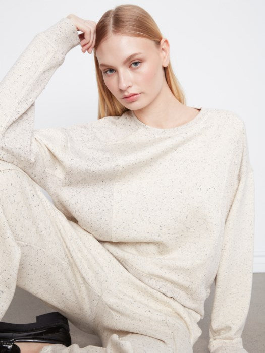 Charlie B Long Sleeve Crew Neck Soft Scuba Top With Rib Detail At Sides