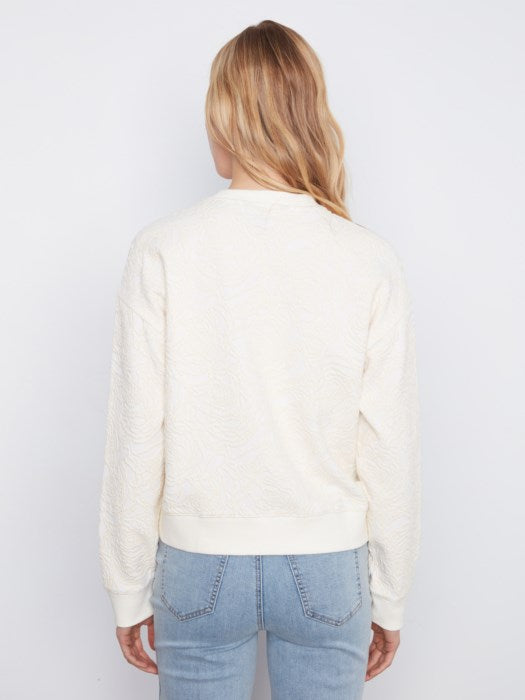 Charlie B Floral Flocked Double Knit Sweatshirt