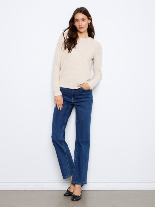 Charlie B Brushed Rib Long Sleeve Crew Neck Top