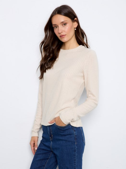 Charlie B Brushed Rib Long Sleeve Crew Neck Top