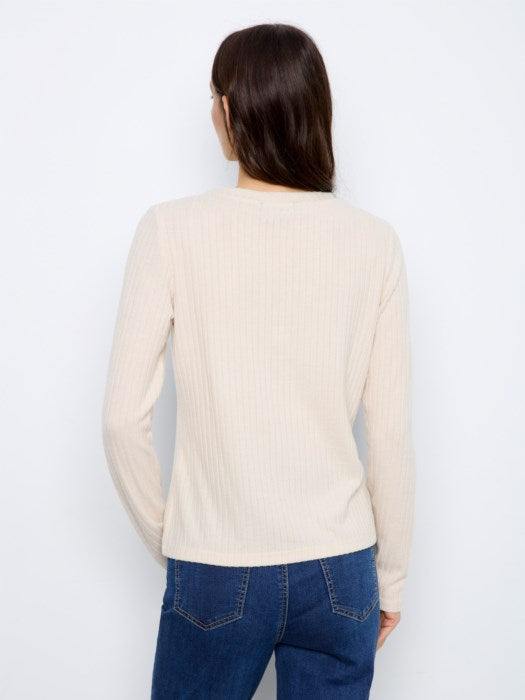 Charlie B Brushed Rib Long Sleeve Crew Neck Top