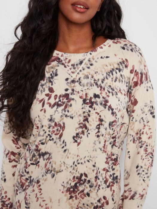 Charlie B Long Sleeve Crew Neck Rounded Hem Printed On Reverse Sweater