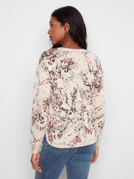 Charlie B Long Sleeve Crew Neck Rounded Hem Printed On Reverse Sweater