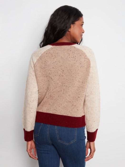 Charlie B Raglan Long Sleeve Crew Neck Color Blocked Sweater