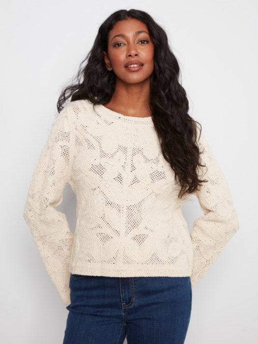 Charlie B Long Sleeve Crochet Cardigan Wear 2 Ways Reversible