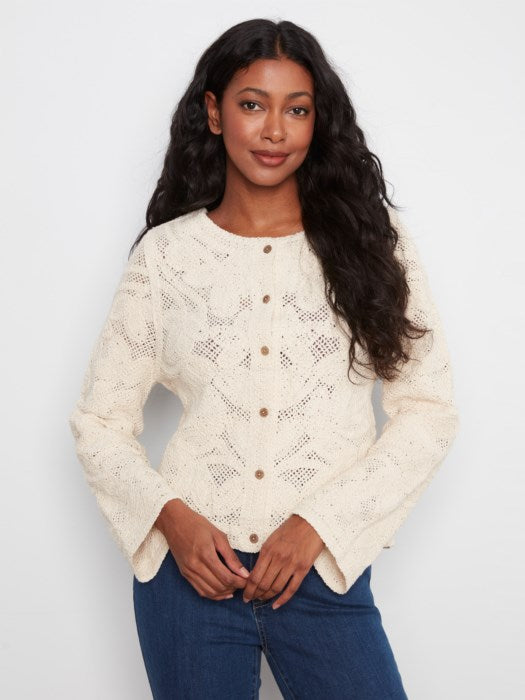 Charlie B Long Sleeve Crochet Cardigan Wear 2 Ways Reversible