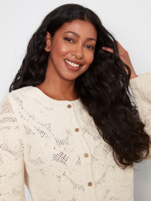 Charlie B Long Sleeve Crochet Cardigan Wear 2 Ways Reversible