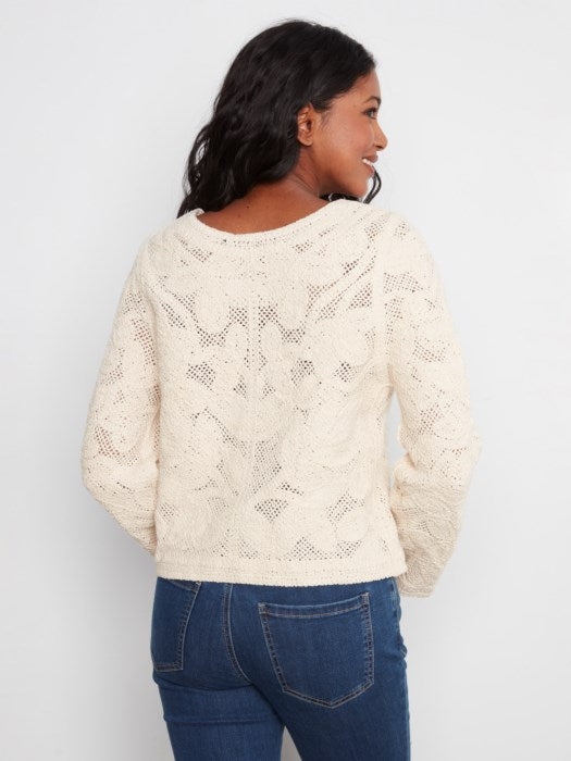 Charlie B Long Sleeve Crochet Cardigan Wear 2 Ways Reversible