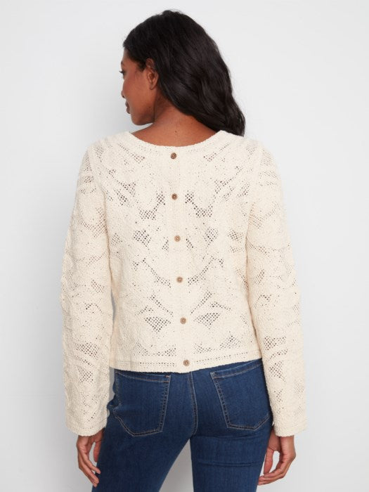 Charlie B Long Sleeve Crochet Cardigan Wear 2 Ways Reversible