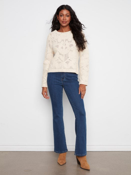 Charlie B Long Sleeve Crochet Cardigan Wear 2 Ways Reversible
