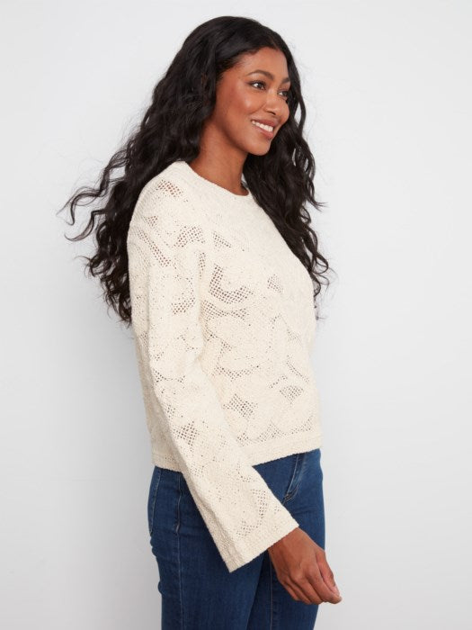 Charlie B Long Sleeve Crochet Cardigan Wear 2 Ways Reversible