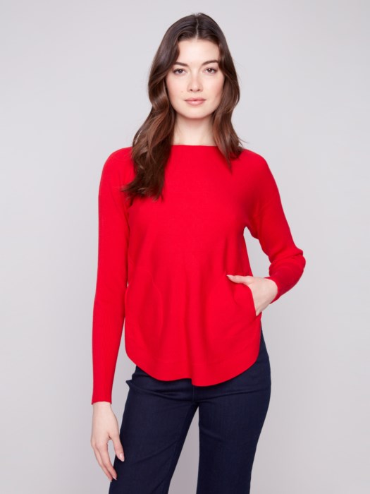 Charlie B Sweater With Back Lace Up Detail