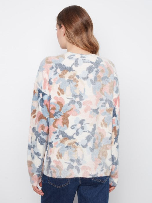 Charlie B Long Sleeve Drop Shoulder Crew Neck Printed Reversible Sweater