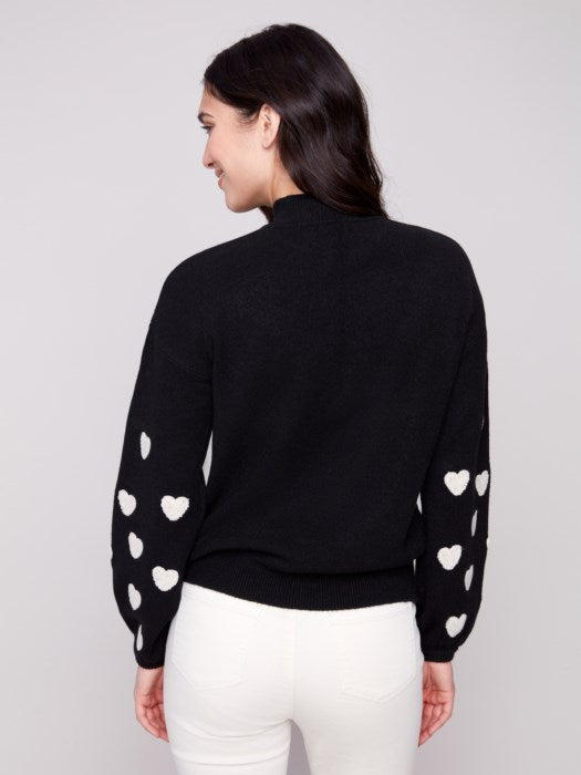 Charlie B Mock Neck Sweater with Embroidery
