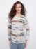 Charlie B Long Sleeve Drop Shoulder Reversible Printed Crew Neck Sweater With Distressed Hem