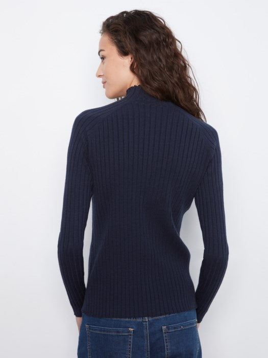 Charlie B Basic Ribbed Knit Mock Neck Long Sleeve Sweater