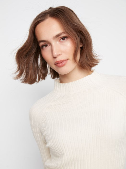Charlie B Basic Ribbed Knit Mock Neck Long Sleeve Sweater