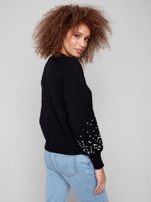 Charlie B Crew Neck Sweater With Pearls