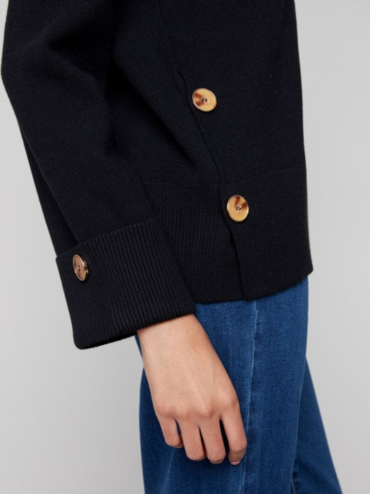 Charlie B Solid Wide Cuff V-Neck Sweater