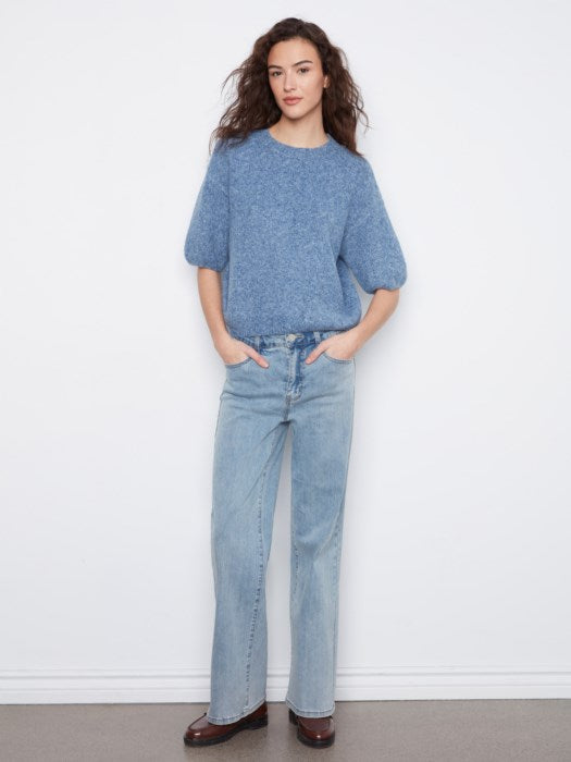 Charlie B Elbow Sleeve Balloon Shape Sweater