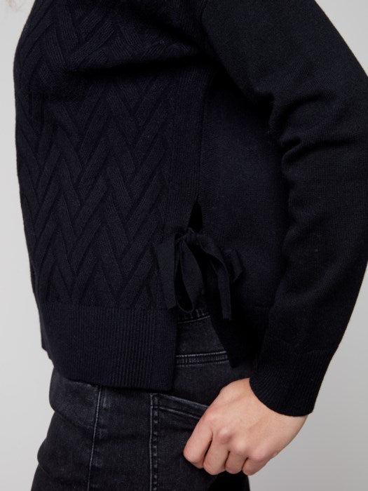 Charlie B Cowl Neck Sweater with Side Slit Detail