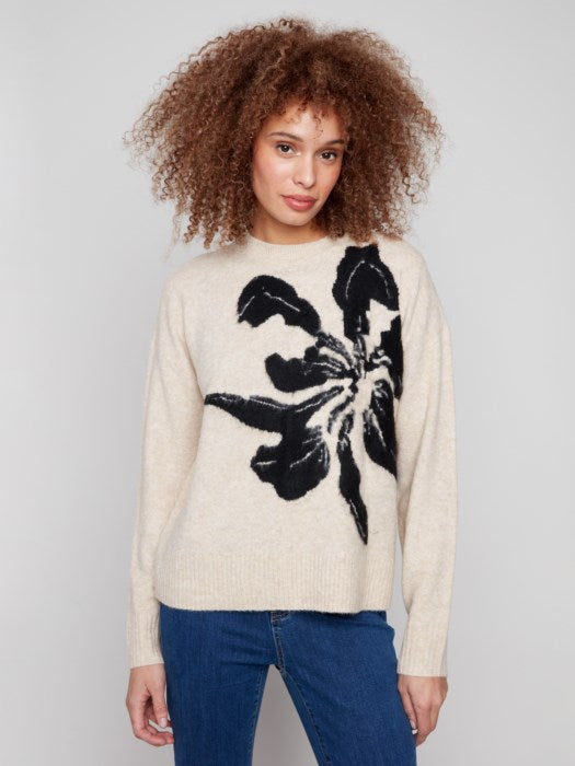 Charlie B Placed Jacquard Crew Neck Sweater