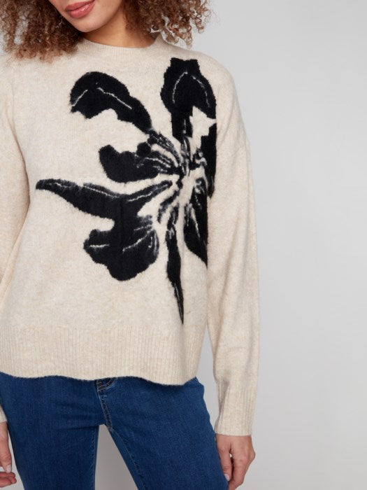Charlie B Placed Jacquard Crew Neck Sweater