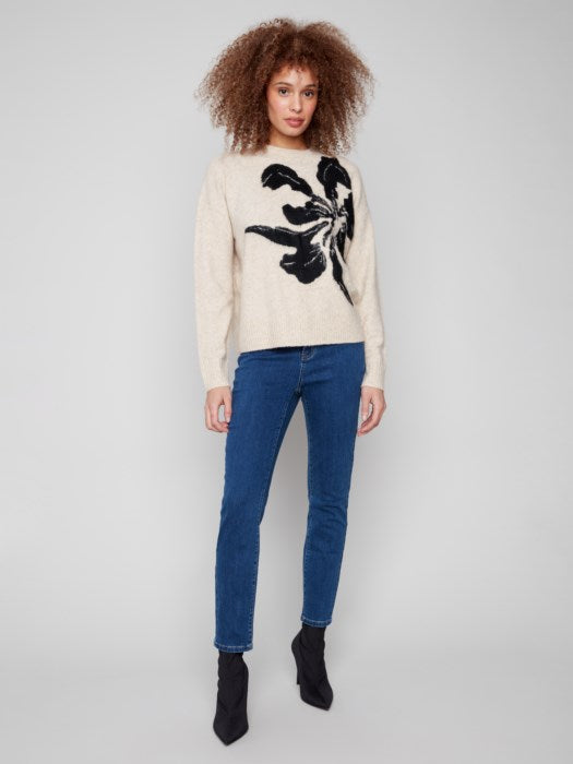 Charlie B Placed Jacquard Crew Neck Sweater