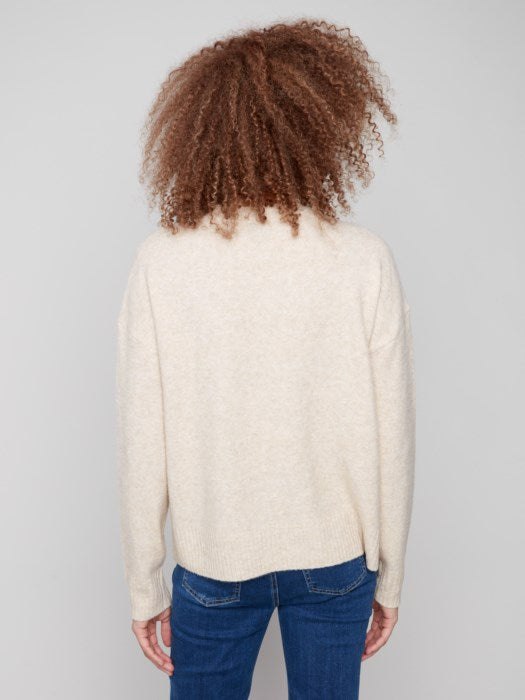 Charlie B Placed Jacquard Crew Neck Sweater