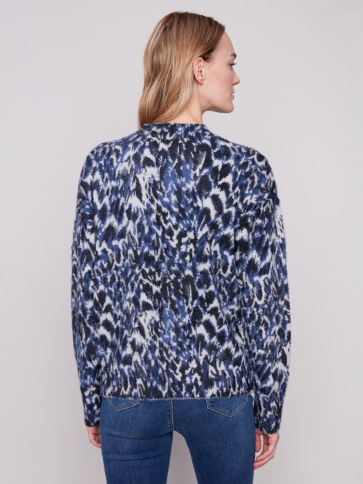 Charlie B Printed Eyelash Mock Neck Sweater