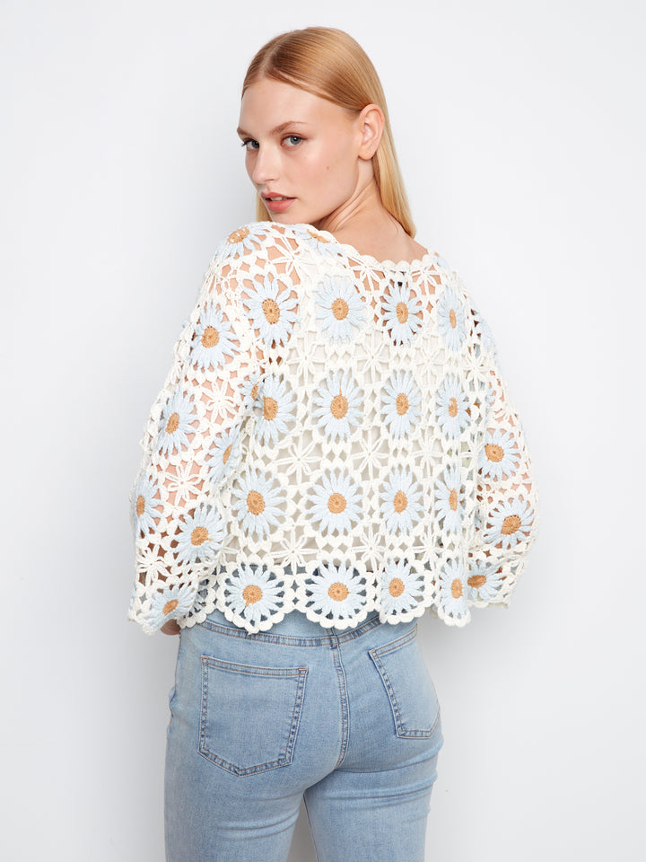 Charlie B Flower Crochet Sweater