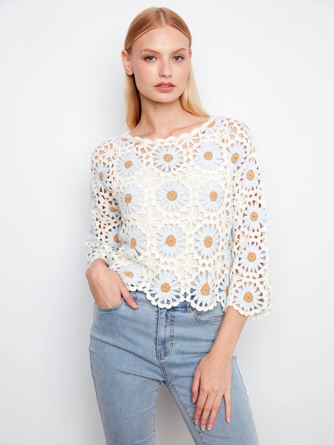 Charlie B Flower Crochet Sweater